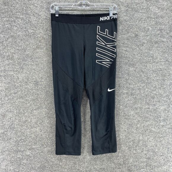 Nike Pants - Nike Leggings Women M Medium Black Mid Rise Pull On Hypercool Capri Skinny